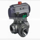 180 Degree Turn Pneumatic Piston 3-way Ball Valve thumbnail-3