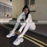 2020 New Street Look Autumn Women's Solid Color Hip-hop Streetwear High Waist Zipper Slim Casual Sports Jumpsuit thumbnail-3