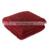 High Quality Decorative Red Chenille Blanket 50 x 60 Inch for Sofa thumbnail-3