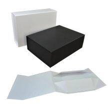 One Piece Folding Box Black and White Box Folding Magnet Flap Box Can be Customized Logo thumbnail-1