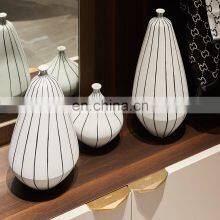 Nordic Minimalist Modern White Ceramic Hand Painted Black Line Vase Decor Home thumbnail-3