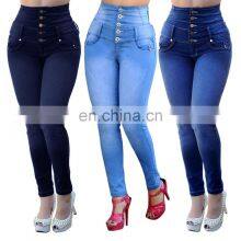 Wholesale Slim Jeans For, Women Skinny High Waisted Breathable Blue Denim Pencil Jeans Stretch Pants Woman Pants/