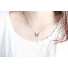 925 Sterling Silver Necklace Inlaid Red Ruby Corundum Personality Butterfly Necklace Chain Women's Silver Jewelry thumbnail-5