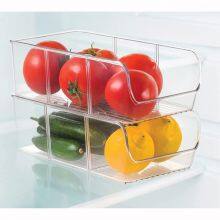 Refrigerator Organizer Bin With Removable Dividers Clear Plastic Storage Container for Freezer, Kitchen Cabinets Pantry Storage thumbnail-2