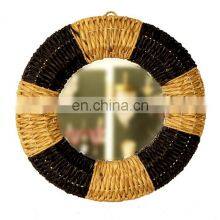Best Price Black Natural WOven Water Hyacinth Mirror Round Wall Decoration High Quality WHolesale Made in Vietnam thumbnail-1