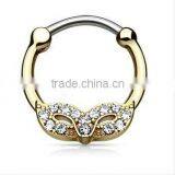 Masked Ball GEM 316L Surgical Steel Septum Clicker Nose Piercing Body Jewelry thumbnail-2
