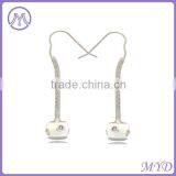 Sterling Silver Ladies Crystal Earring With Murano Lampwork Glass Bead thumbnail-1