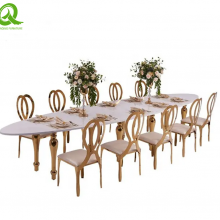 Hot Sell Event Use Round Slate Top Banquet Stainless Steel Dining Table thumbnail-4