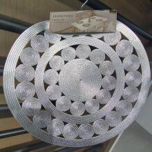 Non-Slip Heat Resistant Washable Vinyl Table Mats for Kitchen Dining Beautiful Vinyl Silver Round Placemats thumbnail-1
