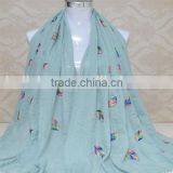 New Style Korea Lady Fashion Cotton 3D Colorful Leaf Embroidery Viscose Shawl thumbnail-4