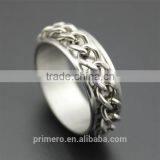 Wholesale Silver Tone Stainless Steel Chain Rings Rotating Spinner Men Gift thumbnail-4