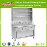 Commercial Stainless Steel Kitchen Bench Cabinet With Sliding Doors,Drawers, Over Shelves BN-C12(Custom Made) thumbnail-2