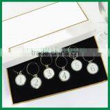 Glitter Round Charm With Screen Printed Metal Wine Charm Set thumbnail-2