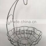 Fruit Basket With Banana Holder - Chrome Metal Wire Hanger