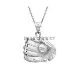 Terling Silver Baseball Charm Necklace Pendant With 18" Box Chain thumbnail-1