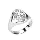 Men 14k White Gold Plated High Polish Silver Om Ring thumbnail-1