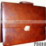 High Quality Men Brown Genuine Leather Briefcase thumbnail-1