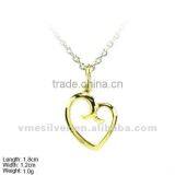 [PSA-0994c] 925 Silver Religion Pendant / Charm With Gold Plated, Heart Charm/ Pendant,Plain Silver Charm/ Pendant thumbnail-1