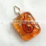 Wholesale Orange Orgone Rounded Square Pendant thumbnail-1