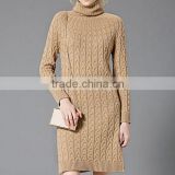Winter Fashion Vintage Casual Turtleneck Heap Twisted Sweater Dress Plus Size Women