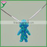 925 Silver Chains OP36 Blue Green Synthetic Opal Gems Opal Boy Shape Pendants thumbnail-1