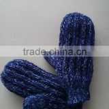 Newest Fashion Warm Melange Knitting Lamb fur lined Winer Acrylic Mittens For Adult