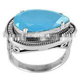 925 Sterling Silver Pear Cut Blue Chalcedony Gemstone Ring Jewelry thumbnail-1