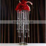 Yiwu Crystal Flower Stand Home Decoration Item Pieces With Hanging Crystal