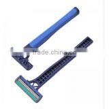 Twin Blade Rubber Handle Shaving Razor Compete With Gilette Blue 2 thumbnail-1