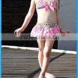 Domi Wholesale 2 Piece Kid's Leopard Swimwear Hot Selling Kids String Bikini With Cute Skirt and Cap thumbnail-2