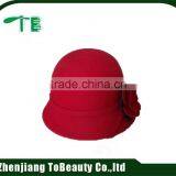 flower decoration red felt hat