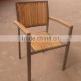 Plastic aluminum teak chair with aluminum legs