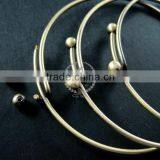 65mm Diameter Vintage Style Antiqued Bronze Brass Double Beads Screw Top Adjustable DIY Wiring Bracelet Bangle Supplies 1900093 thumbnail-3