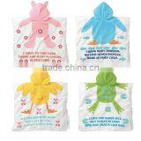 Kids Poncho Towel With Hood in Cotton Velour Pink Rabbit Design thumbnail-3