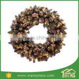Glittery Bristle Pine Pre-Lit Christmas Wreath thumbnail-2