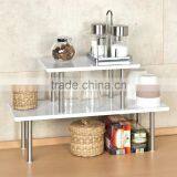 Kitchen or Bathroom Use 2 Tiers Rectangle Stainless Steel Kitchen Shelf thumbnail-3