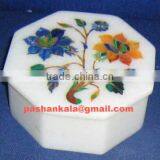 Marble Jewellery Boxes, Gemstone Inlay Marble Box, Jewellery Box, Marble Decorative Item thumbnail-1