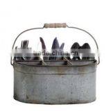 6 Grids Portable Metal Kitchen Storage Box/Utensil Caddy/Picnic Collector/Beer Bucket/House Keeper thumbnail-1