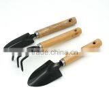 3Pcs/Set Mini Sharp Shovel Rake Wooden Handle Iron Head Plant Tool Set Reinforced Gardening Round Mini Garden Tools thumbnail-1