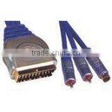 Moulded 21 PIN Plug Scart to 2RCA Plug and S-VHS Plug Scart Cable thumbnail-1