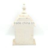 Beautiful Painted Fower White Tower Top Shape Wood Crafts Feeding Station Bird House thumbnail-3