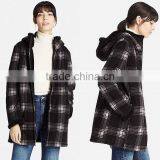 CUSTOM HOODY JACKET BLAZER WOMEN PRINTED FLUFFY LONG SLEEVE PLAID FLEECE COAT WINTER JACKET WOMEN