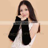 CX-A-61A Real Knitting Hand Fingerless Winter Mink Fur Arm Warm Girls Hand Gloves thumbnail-2