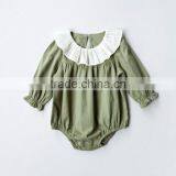 New Model Newborn Baby Clothes Toddler Red Gingham Long Sleeve Bodysuit With Peter Pan Collar Girls Romper thumbnail-3