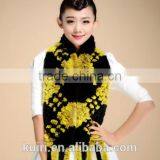 2015 New Style Ear Neck Warmer Ladies Whole Set Long Genuine Rex Rabbit Fur Scarf thumbnail-5