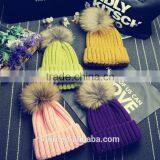 13 Colors Large 15cm Women Ball Hat Winter Real Raccoon Fur Pom Pom Knitted Beanie Skull Ski Cap Bobble Hat Pom Attached Hasp thumbnail-5