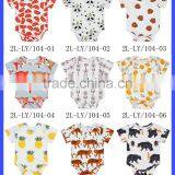 Summer Kids Modeling Clothes Short Sleeve Orange Elastic Cotton Spandex Bodysuit Romper Jumpsuit thumbnail-4