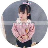 S17735A Autumn Spring Baby Girls Checked Ruched Collar Blouses thumbnail-1
