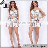 BEST SALE Sexy Floral Print Pleated Cami Tops With Shorts Women Suit thumbnail-1