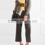 Hot Sale Crew Neck Bright Yellow Silk Blended Cashmere Sweater Women thumbnail-4